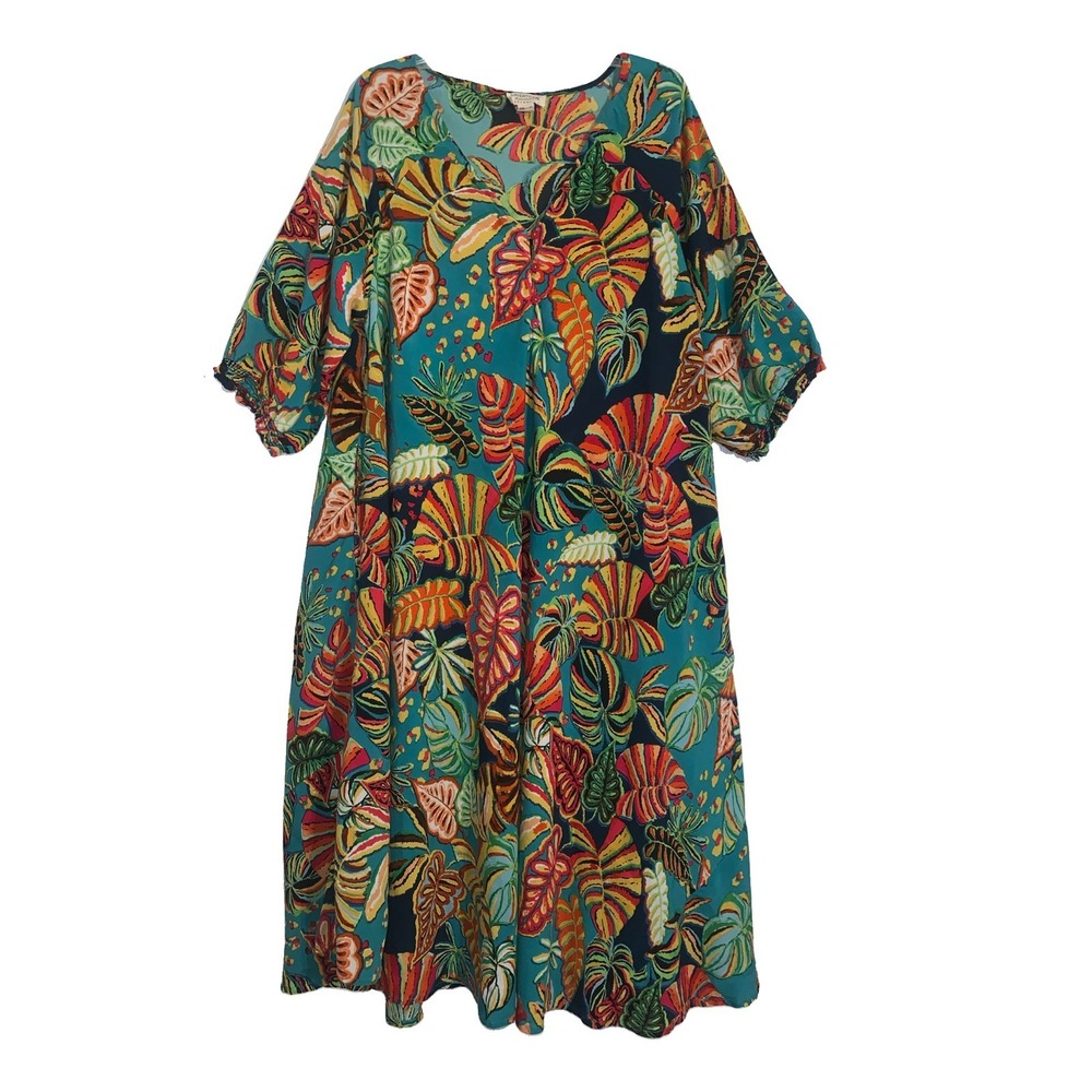 Orientique Naturally Australian A-line Relaxed Fit dress 1X Colorful Resortwear